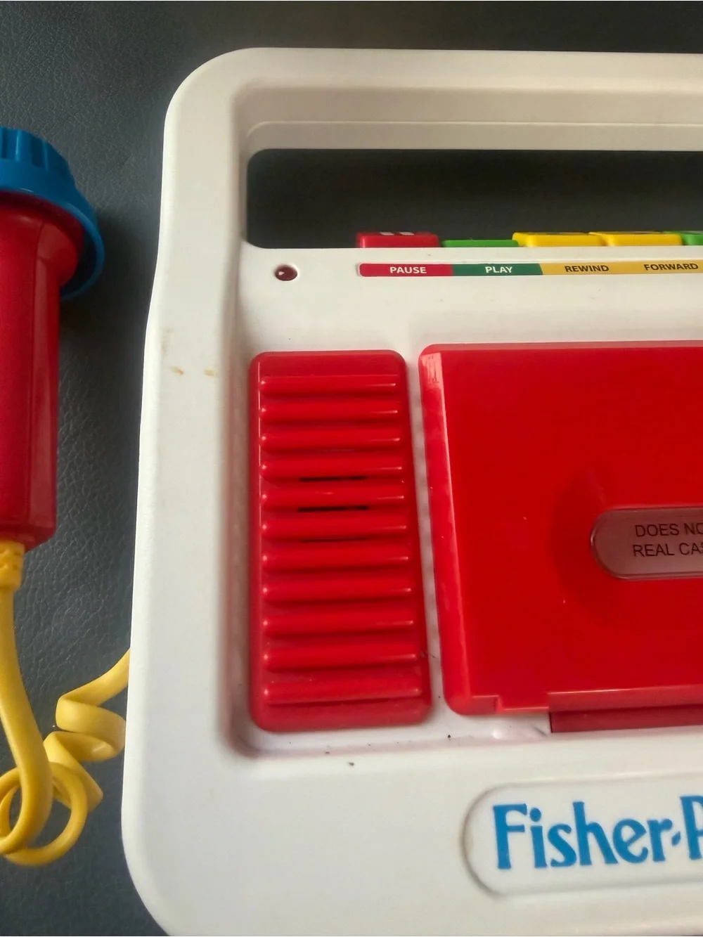 Fisher-Price White Kids Music Player with Red Panel and Red Microphone